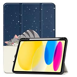 Foto van Basey ipad 10 hoes case hoesje hard cover - ipad 10 2022 hoesje bookcase uitsparing apple pencil - kat