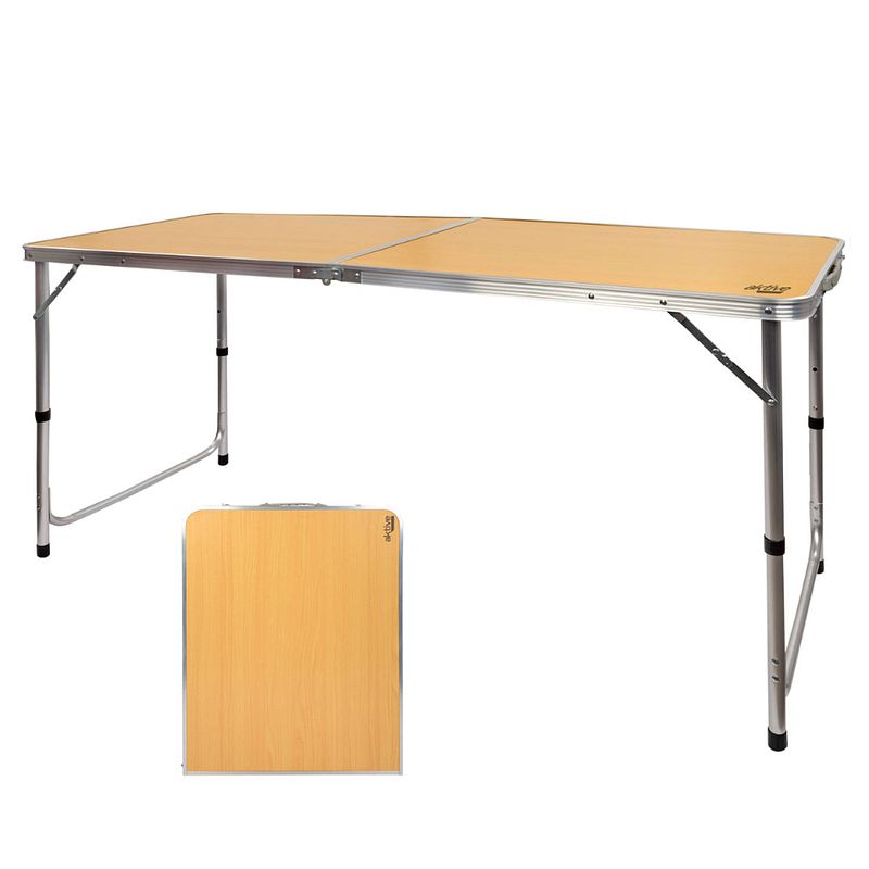 Foto van Hixa aktive campingtafel - kampeertafel - inklapbaar - handvat - bruin - 150x60x54cm - aluminium