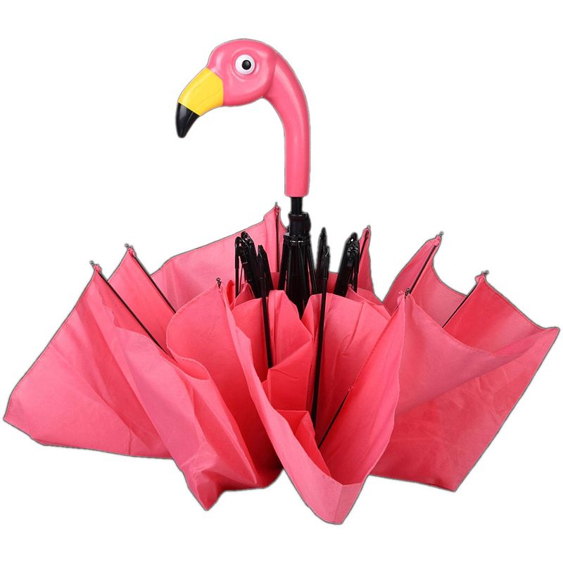 Foto van Esschert design paraplu flamingo 96,5 x 50 cm zijde/abs roze