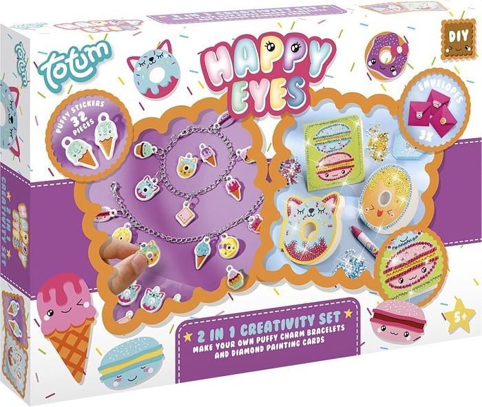 Foto van Totum happy eyes 2 in 1 set puffy charm diamond paint