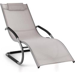 Foto van Maxxgarden ligbed - schommelstoel voor tuin en zwembad - aluminium - grijs - 148x63x85 cm
