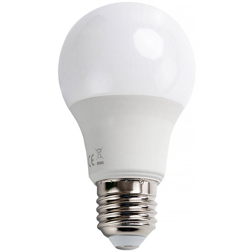 Foto van Led lamp - dag en nacht sensor - aigi lido - a60 - e27 fitting - 8w - warm wit 3000k - wit