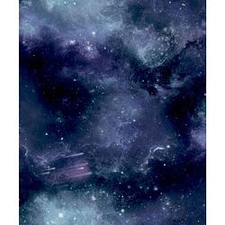 Foto van Good vibes behang galaxy with stars zwart en paars