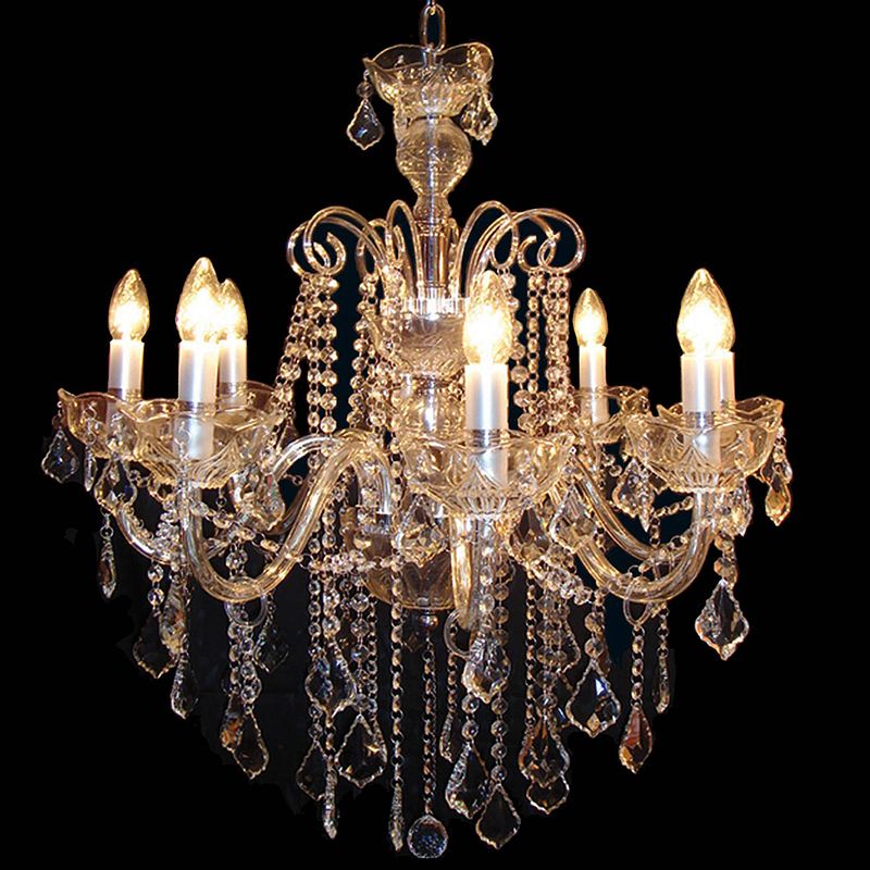 Foto van Lumilamp kroonluchter ø 75x82/160 cm zilverkleurig ijzer glas hanglamp chandelier kristal lamp zilverkleurig hanglamp