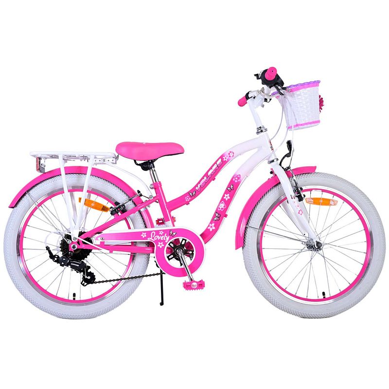 Foto van Volare meisjesfiets lovely 20 inch 27,5 cm meisjes 7v v-brakes roze/wit