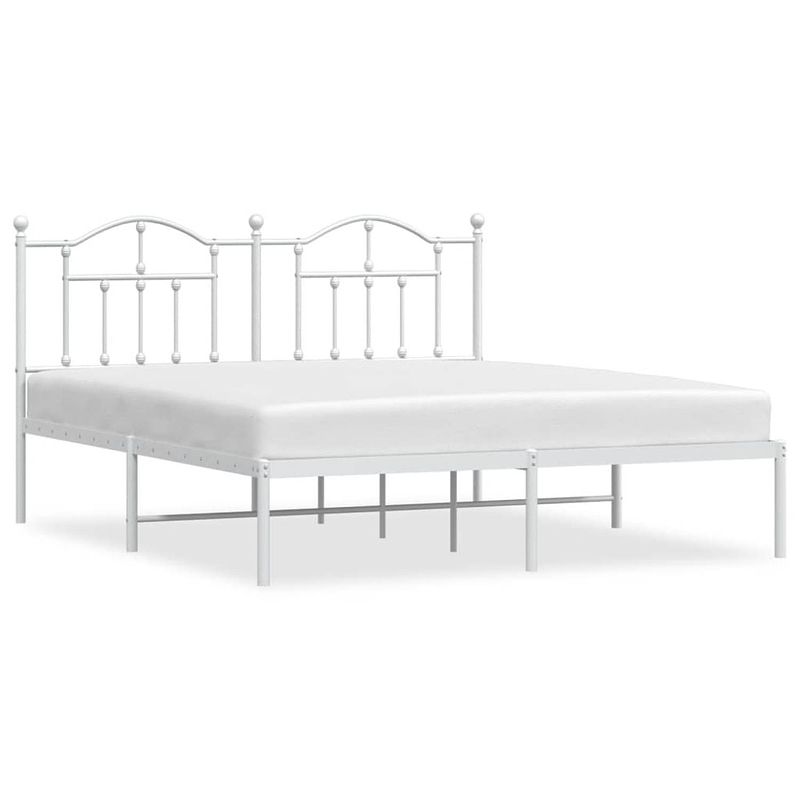 Foto van Vidaxl bedframe met hoofdbord metaal wit 180x200 cm