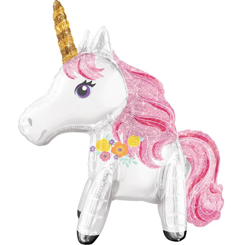 Foto van Amscan folieballon magical unicorn 55 x 63 cm wit/roze