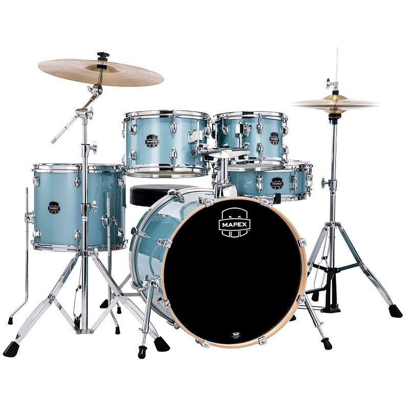 Foto van Mapex venus fusion aqua blue sparkle 5-delig drumstel incl. bekkens en hardware