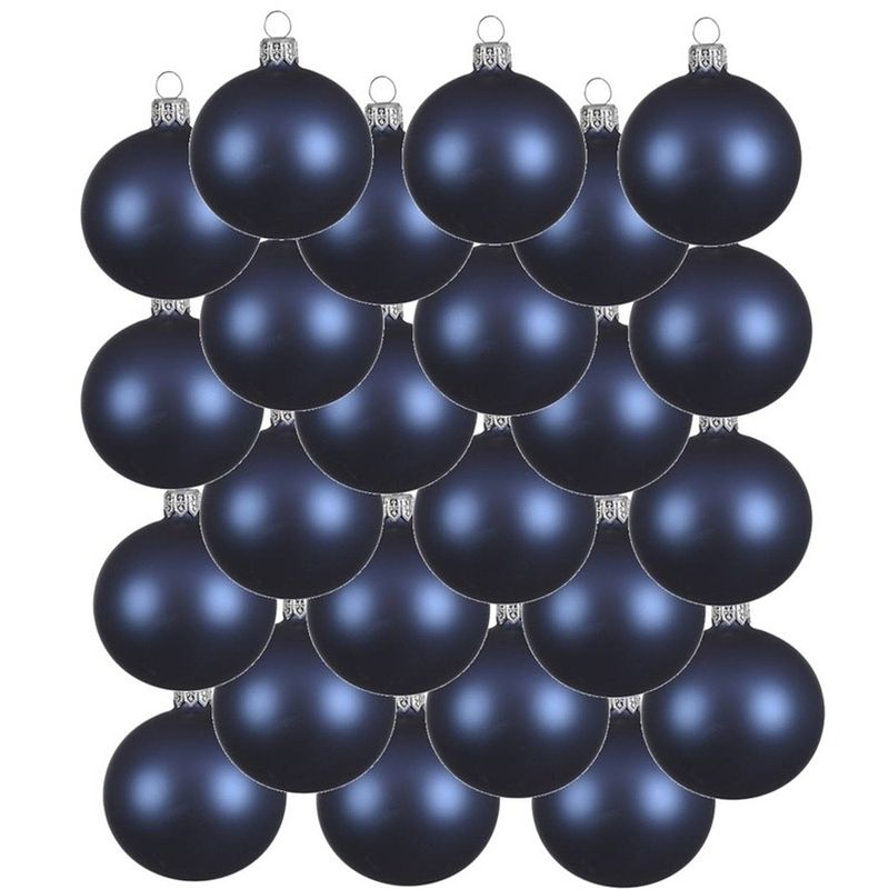 Foto van 24x glazen kerstballen mat donkerblauw 6 cm kerstboom versiering/decoratie - kerstbal