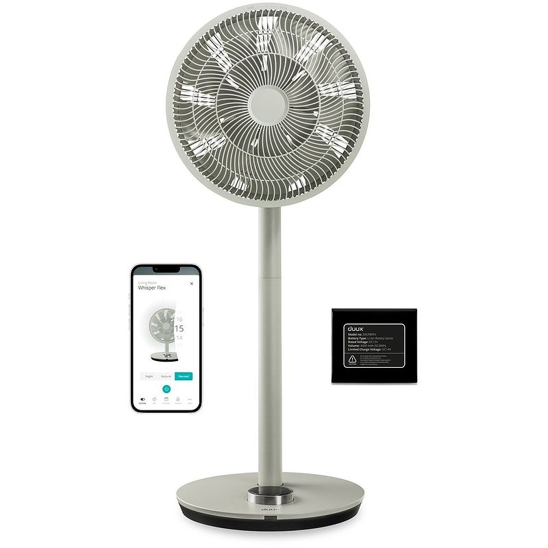 Foto van Duux whisper flex smart fan with battery pack statiefventilator groen