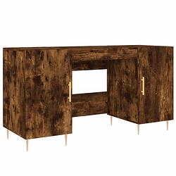 Foto van The living store bureau - duurzaam - bureau - afmeting- 140 x 50 x 75 cm - ken- gerookt eiken - the living store