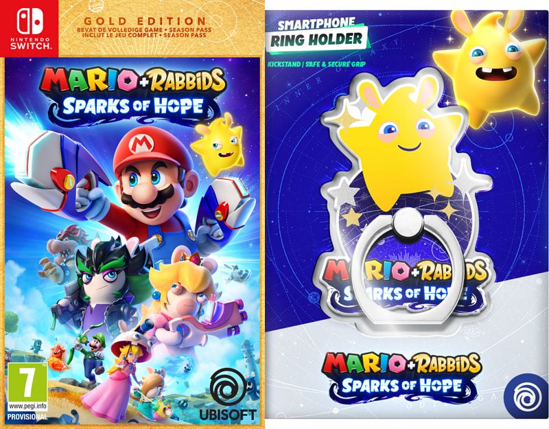 Foto van Mario + rabbids sparks of hope gold edition + smartphone ringholder