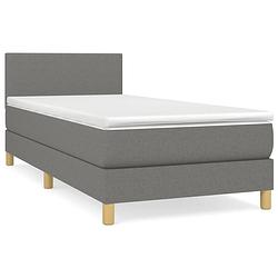 Foto van The living store boxspringbed - donkergrijs - 193x90x78/88 cm - pocketvering matras - middelharde ondersteuning -