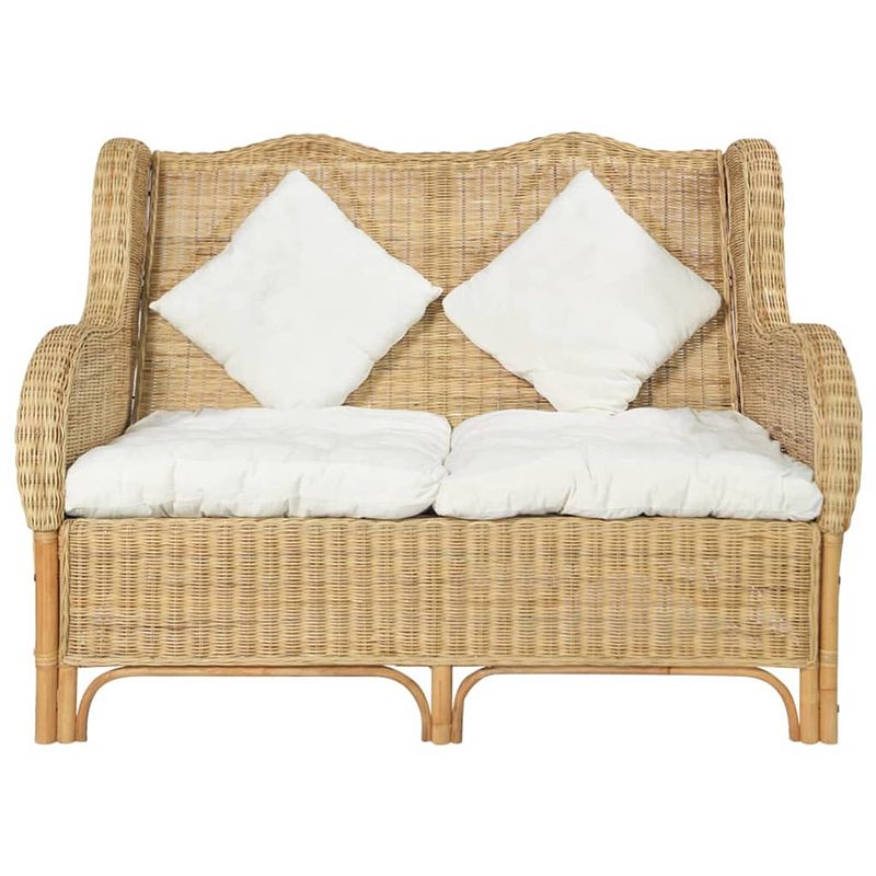 Foto van The living store 2-zitsbank rattan - 120x84x90.5 cm - crèmewit