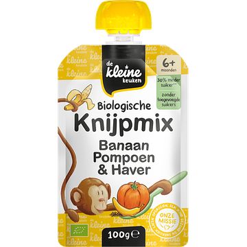 Foto van De kleine keuken biologische knijpmix banaan, pompoen & haver 6 maanden 100g bij jumbo