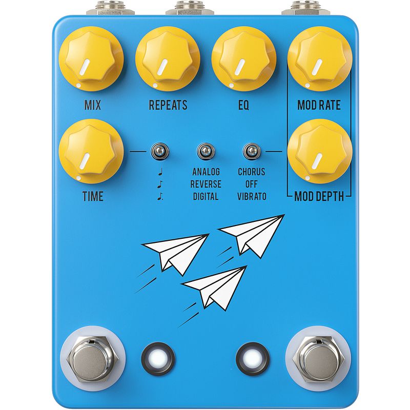 Foto van Jhs pedals flight delay blue delay effectpedaal met optionele chorus en vibrato