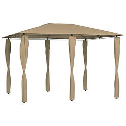 Foto van Vidaxl prieel met paalhoezen 160 g/m² 3x4x2,6 m taupe