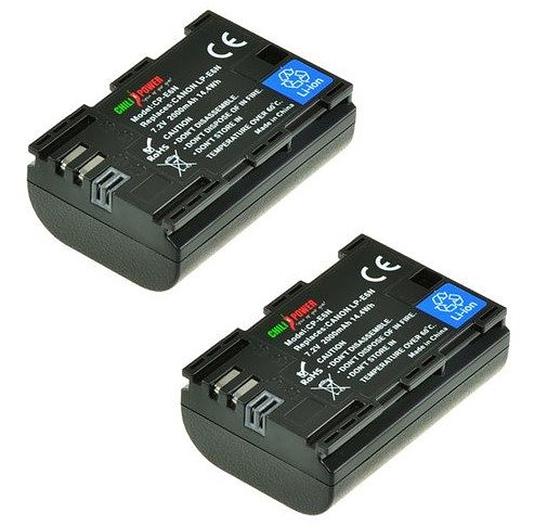 Foto van Chilipower lp-e6n accu voor canon - 2000mah - 2-pack