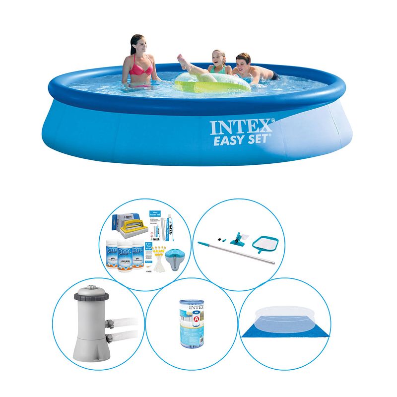 Foto van Intex easy set rond 396x84 cm - 6-delig zwembad combi deal