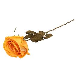 Foto van Top art kunstbloem roos calista - perzik oranje - 66 cm - kunststof steel - decoratie bloemen - kunstbloemen