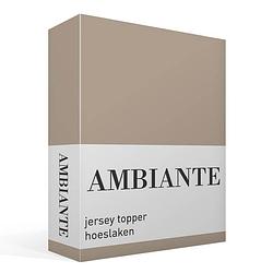 Foto van Ambiante jersey topper hoeslaken - 100% gebreide jersey katoen - lits-jumeaux (180x200 cm) - taupe