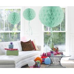 Foto van 3x honeycombs ballen mint groen van 30 cm - hangdecoratie