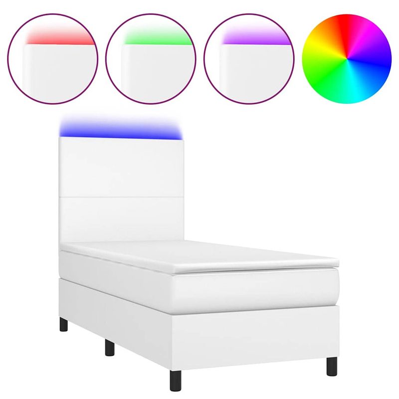 Foto van The living store boxspring bed - kunstleer - led verlichting - pocketvering - topmatras