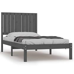 Foto van The living store houten bedframe - 205.5 x 95.5 x 31 cm - massief grenenhout - grijs