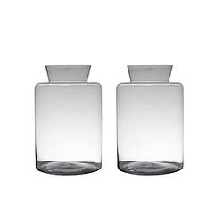 Foto van Set van 2x stuks transparante luxe grote vaas/vazen van glas 45 x 29 cm - vazen