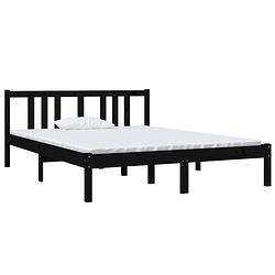 Foto van Vidaxl bedframe massief hout zwart 140x190 cm