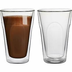 Foto van Florina malachit dubbelwandige koffieglazen of theeglazen 400 ml- set van 2 - gehard glas