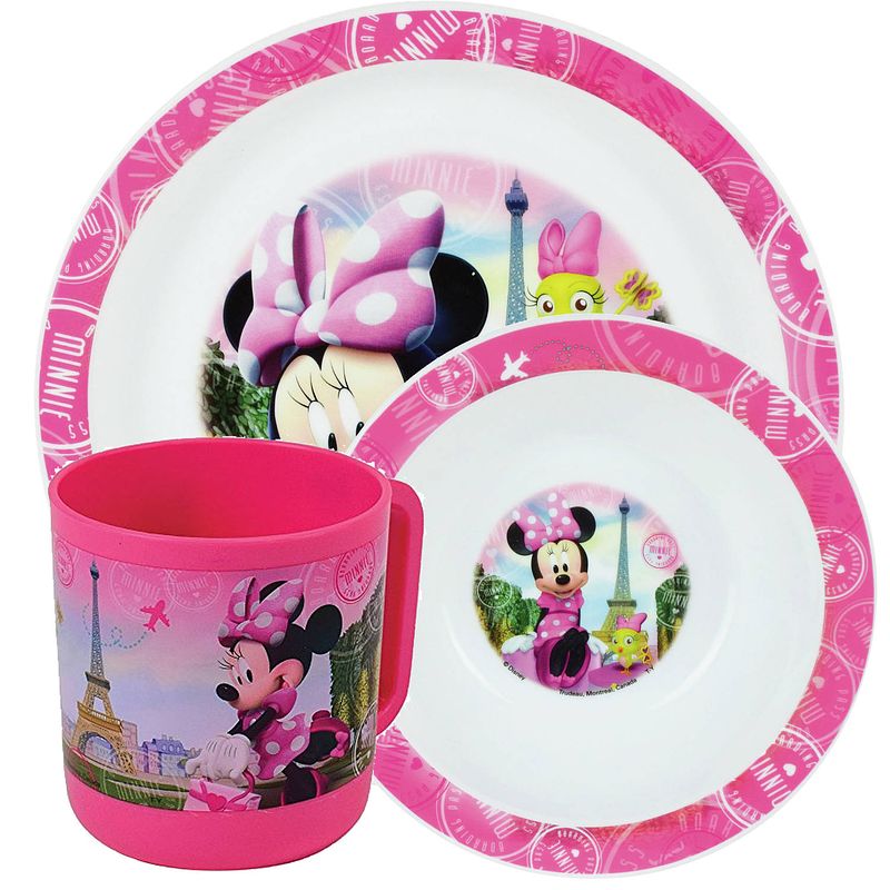 Foto van Kinder ontbijt set disney minnie mouse 3-delig van kunststof - kinderservies