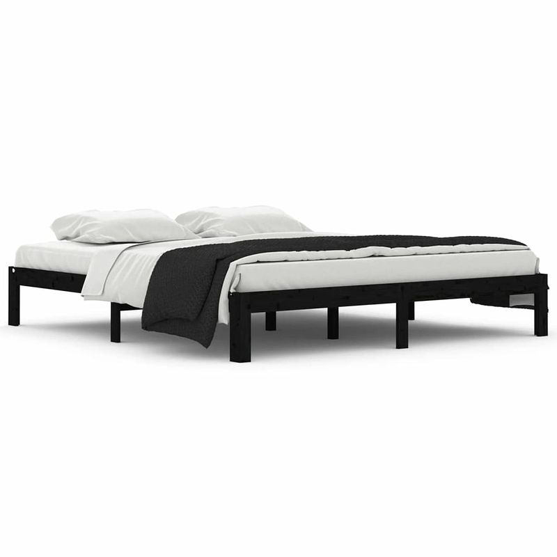 Foto van Vidaxl bedframe massief hout zwart 180x200 cm 6ft super king