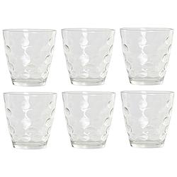 Foto van 6x stuks transparante waterglazen/drinkglazen cirkels relief 400 ml van glas - drinkglazen