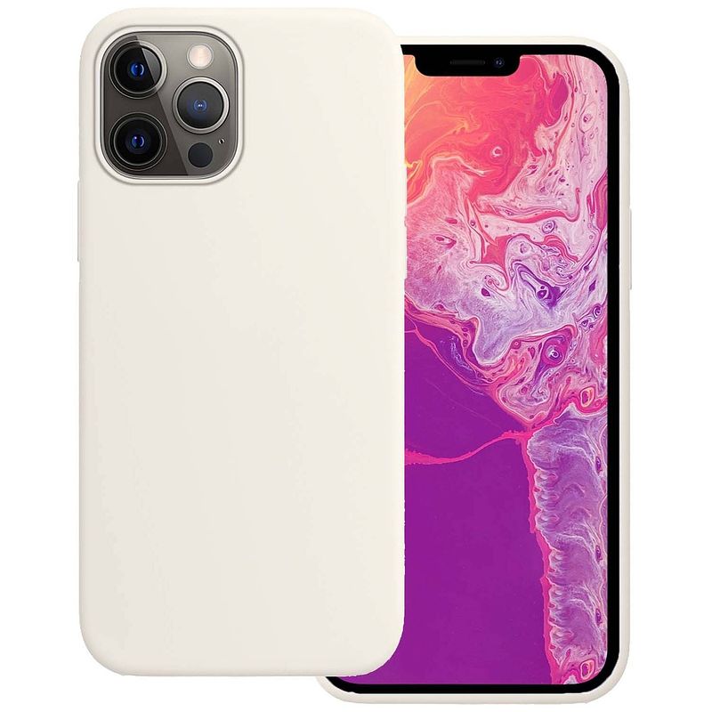 Foto van Basey iphone 14 pro max hoesje siliconen hoes case cover iphone 14 pro max-wit