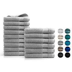 Foto van Seashell hotel handdoek set - 15 stuks - light grey - setinhoud: (9x) 50x100 cm + (6x) 70x140 cm