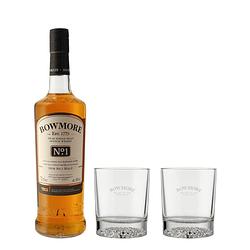 Foto van Bowmore no. 1 + 2 glazen 70cl whisky