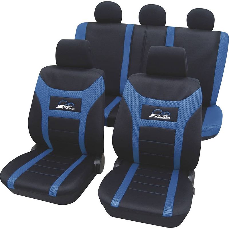 Foto van Hp autozubehör 22911 autostoelhoes polyester blauw bestuurder, passagier, achterbank