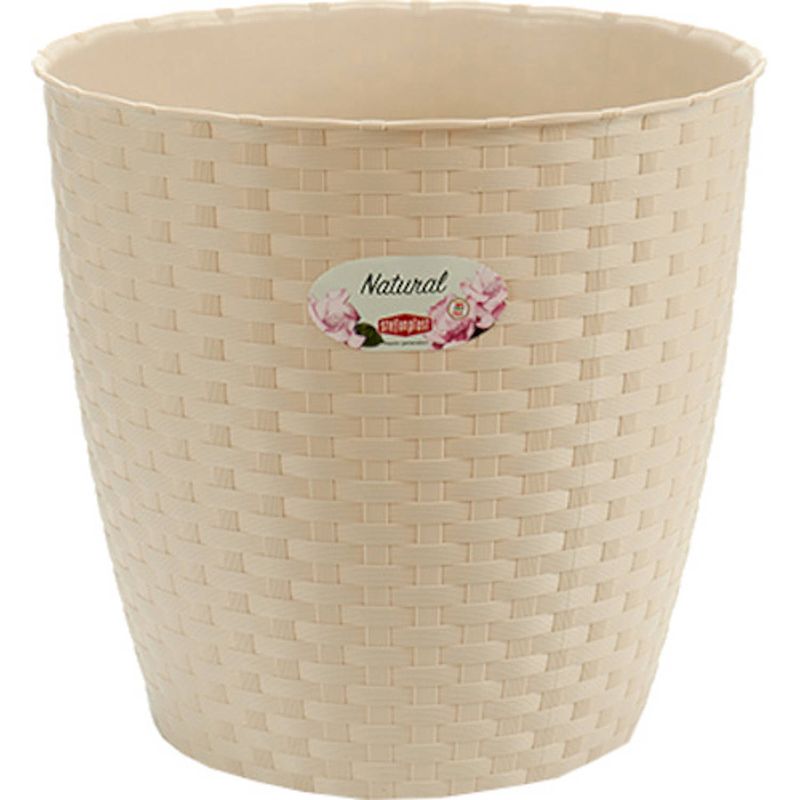 Foto van Stefanplast bloempot natural 29 x 26,5 cm beige