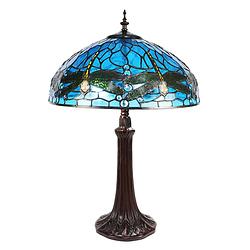 Foto van Haes deco - tiffany tafellamp blauw ø 41x57 cm fitting e27 / lamp max 2x40w