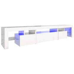 Foto van The living store tv-meubel - middelgroot - hoogglans wit - 215x36.5x40cm - met rgb led-verlichting