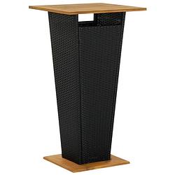 Foto van Vidaxl bartafel 60x60x110 cm poly rattan en massief acaciahout zwart