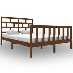 Foto van The living store houten bedframe - kingsize - honingbruin