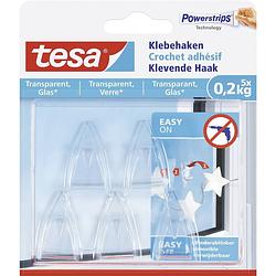 Foto van Tesa klevende haak voor transparant en glas, draagvermogen 200 g, blister van 5 stuks