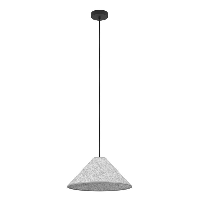 Foto van Eglo alsager hanglamp - e27 - ø 41 cm - zwart/grijs - vilt/staal