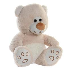 Foto van Items speelgoed teddybeer knuffeldier - zachte pluche - 30 cm zittend - beige - knuffelberen
