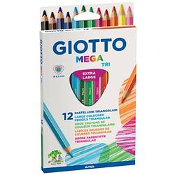 Foto van Giotto mega tri kleurpotloden, kartonnen etui met 12 stuks in geassorteerde kleuren