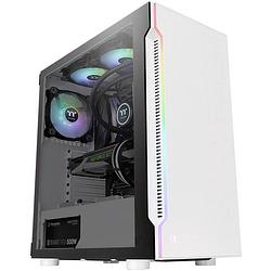 Foto van Thermaltake h200 tg snow rgb midi-tower pc-behuizing wit geïntegreerde verlichting, 1 voorgeïnstalleerde ventilator, zijvenster