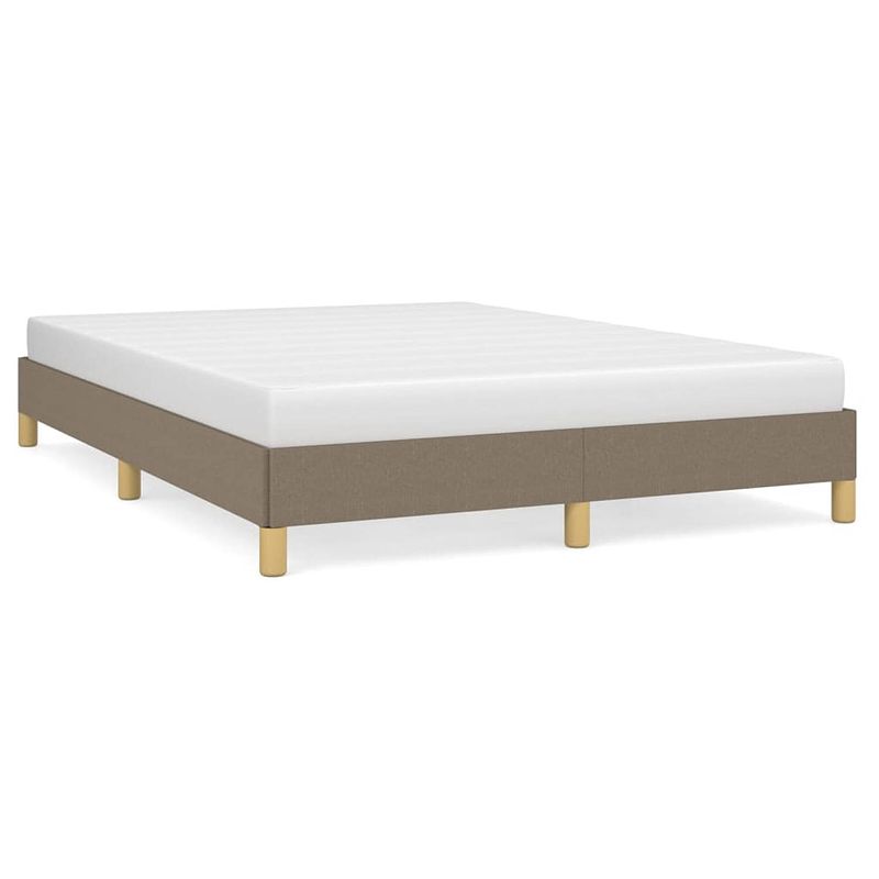 Foto van The living store bedframe - duurzaam - stof - 203x163x25 cm - taupe - geschikt voor 160x200 cm matras