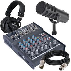 Foto van Samson q9u broadcastmicrofoon met mixer, kabel en koptelefoon